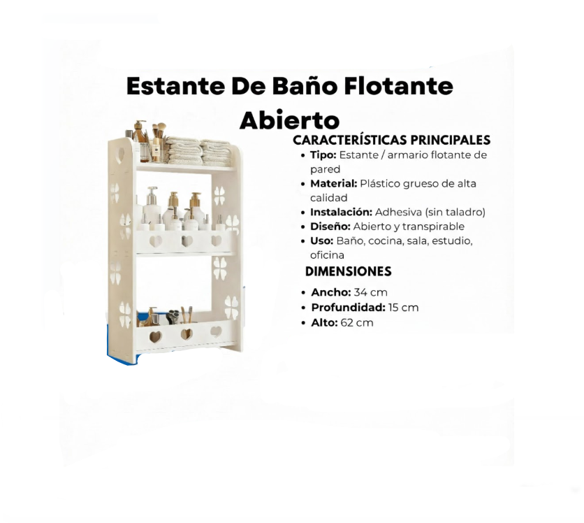 Estante de Baño Flotante Abierto – Organizador De Pared Multifuncional