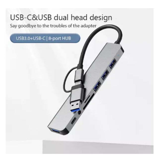 Adaptador Usb C Hub Tipo C, 8 En 1, Multipuerto, Usb 3.0, Sd, Hubs Múltiple En Uno