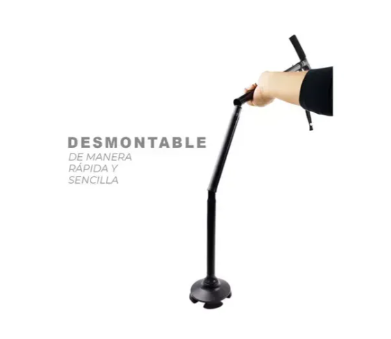 Bastón Ortopédico Plegable De Aluminio Con Lámpara Ajustable Color Negro