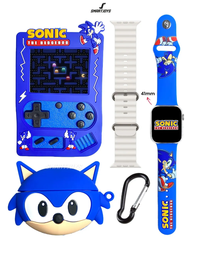 Combo Reloj Inteligente Para Niños Con Audífonos Y Consola Sonic KR-818