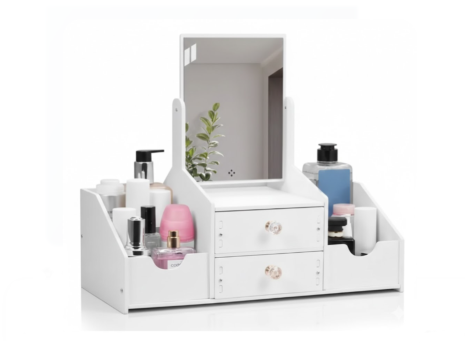 Set Espejo Tocador Organizador De Maquillaje
