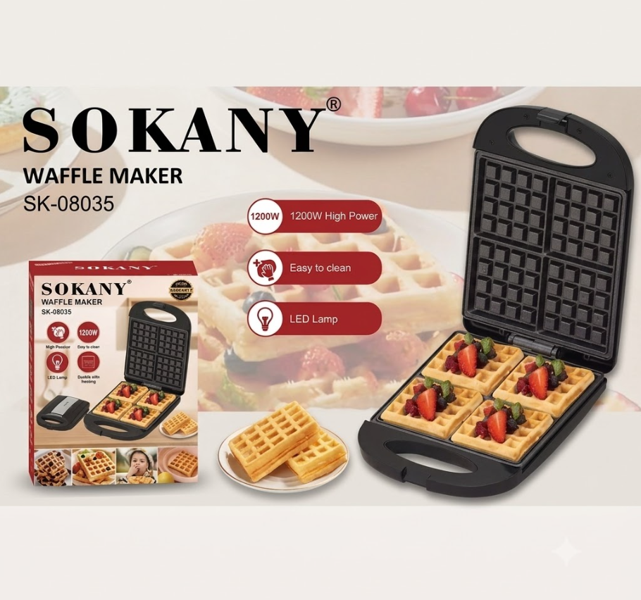 Waflera Eléctrica Sokany 1200w K-08035