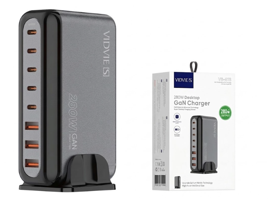 Cargador Vidvie 280w Con 3 Entradas Usb y 4 Typec VS-A18