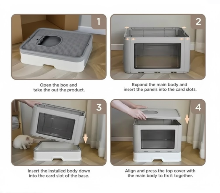 Caja Arenero Plegable Para Gatos Con Tapa CSG-C006