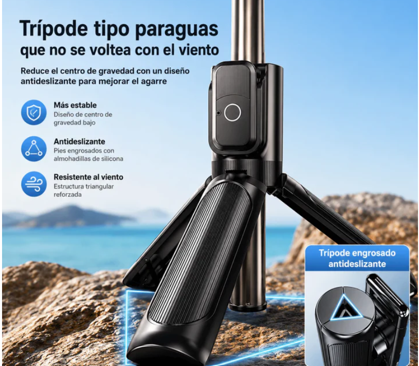 Trípode Palo Selfie Bluetooth Extensible Con Rotación 360° Baihuo City MY-7797