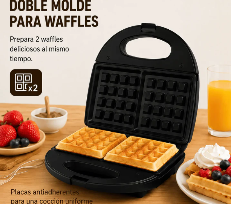 Waflera Winning Star Con Placas Antiadherente Dobles y Potencia 750w ST-2121