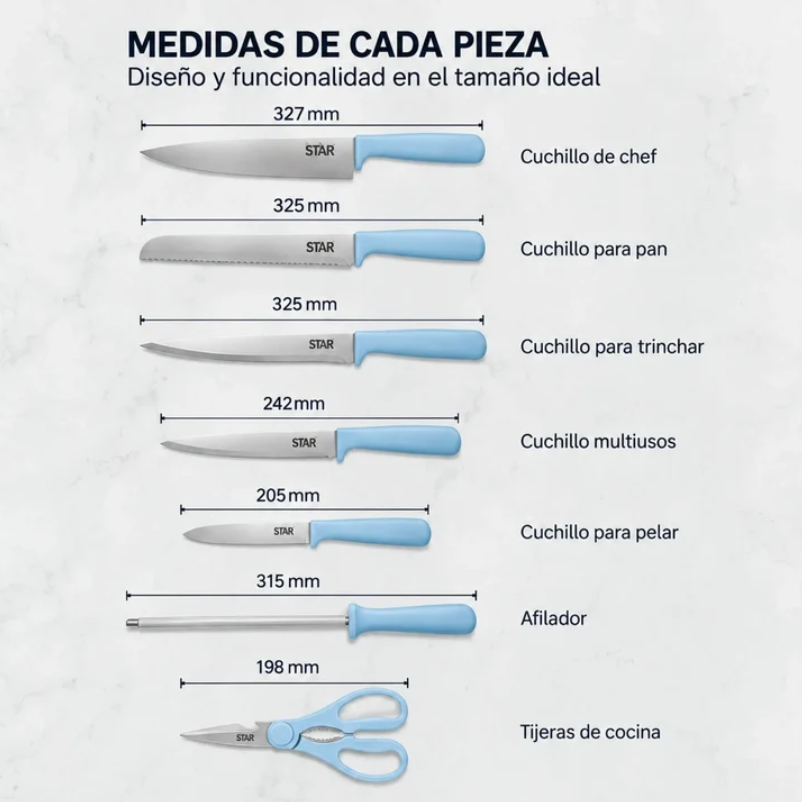 Set De Cuchillos De Cocina 8 Piezas Winning Star ST-7803