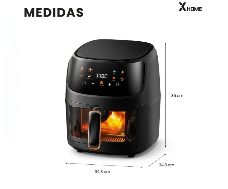 Freidora De Aire X-Home Master Chef De 12L 2600W Ultra-Ventana