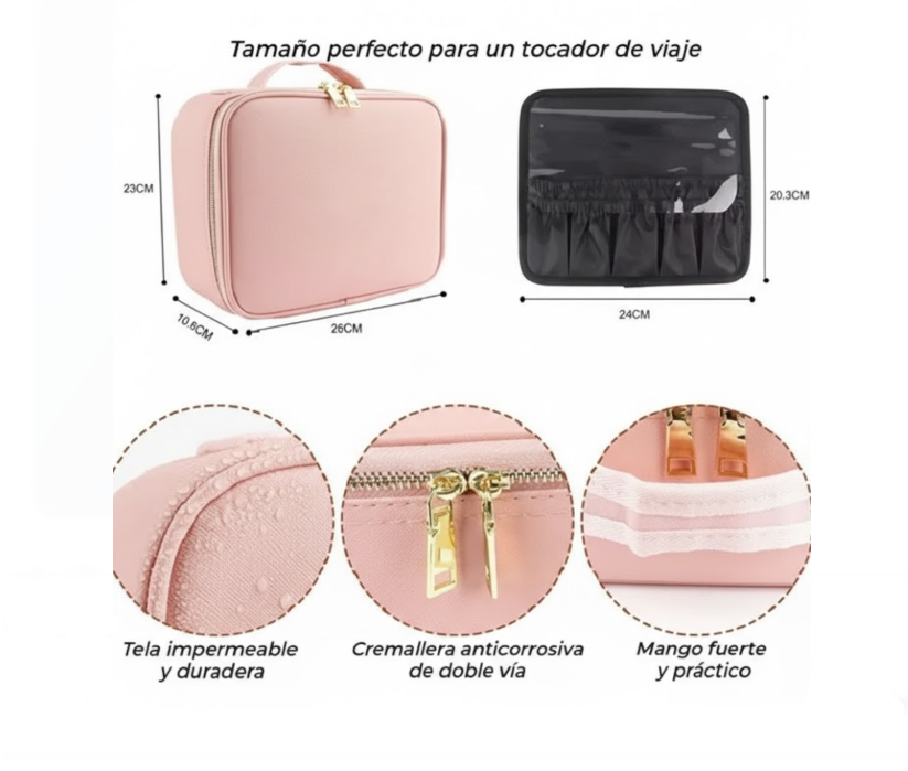 Cosmetiquera Con Espejo Y Luz Led