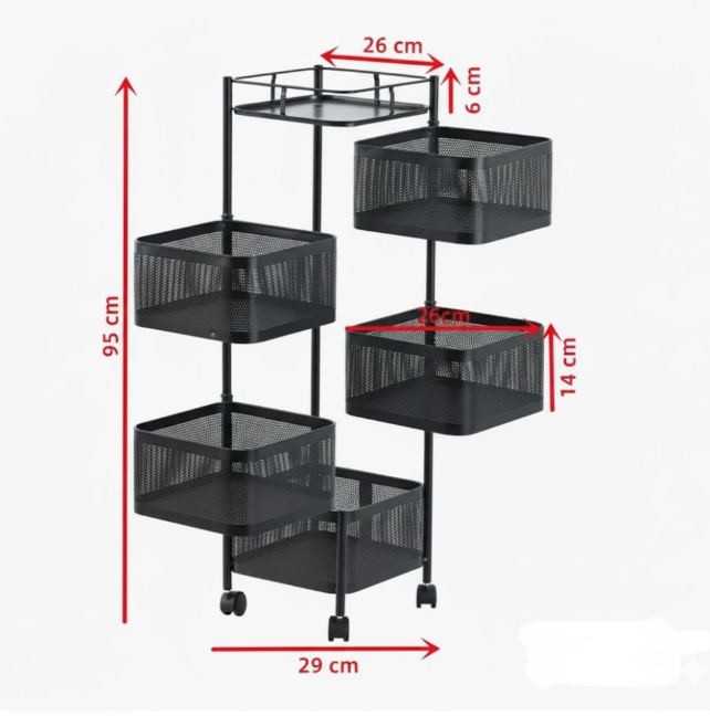 Carrito Organizador 6 Niveles Multiusos Negro