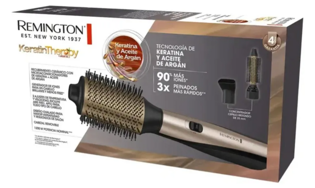 Cepillo Y Multiestilizador Remington Keratina Y Aceite De Argán AS8821-110F