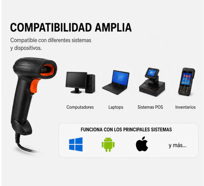 Pistola Lector De Código De Barras USB Plug & Play Baihuo City MY-7715