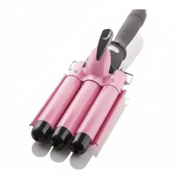 Plancha Rizadora De Sirena-Onduladora De Cabello 3 Tubos Rosada