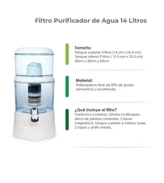 Filtro Purificador De Agua 14 Litros