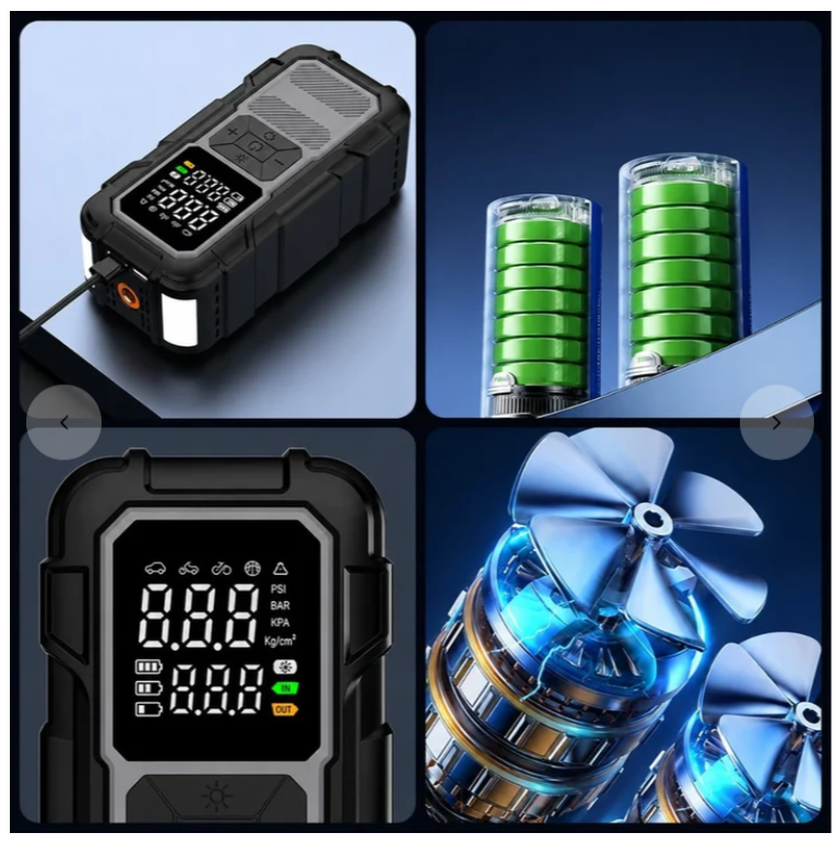 Arrancador De Batería 12V Con Compresor De Aire Y Power Bank Para Vehículos CZK-DH01C