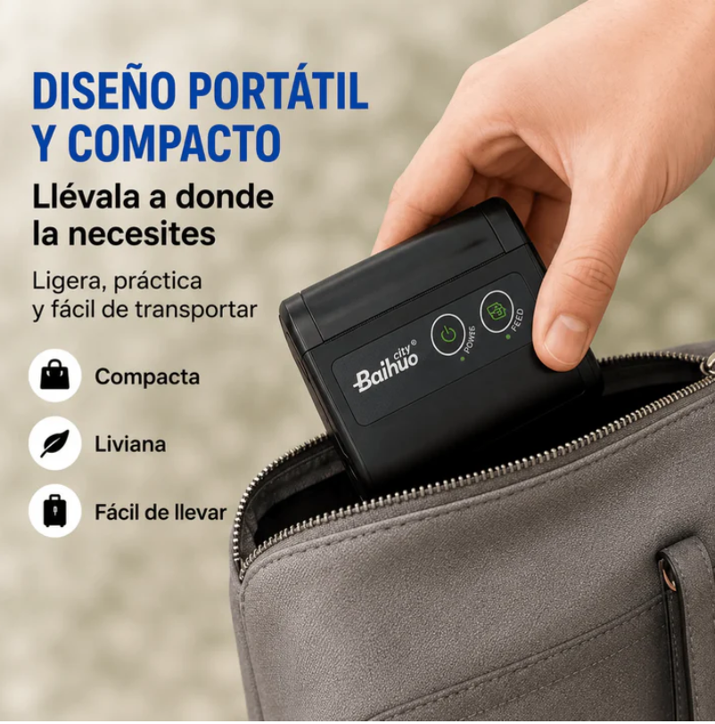 Mini Impresora Térmica Bluetooth Portátil Para Etiquetas Y Recibos Baihuo City MY-7779