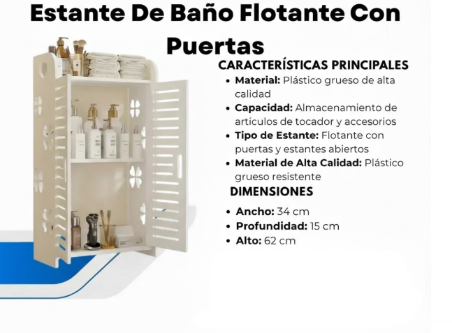 Estante De Baño Flotante Con Puertas