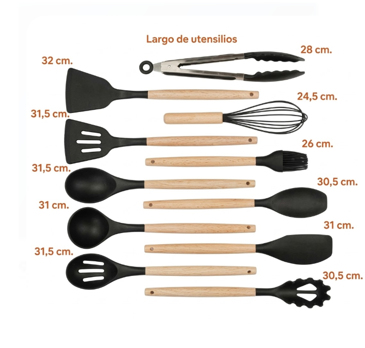 Set Utensilios Cocina En Silicona Y Juegos De Cuchillos 19Pc