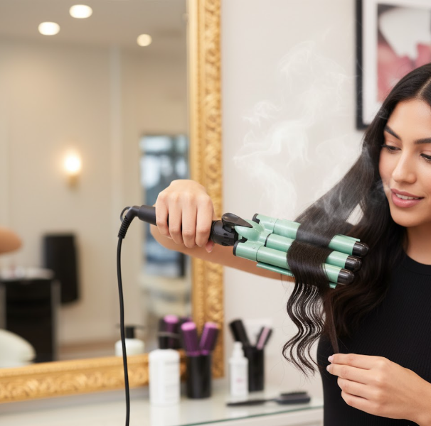 Pinza Rizadora Sirena Profesional 3 Tubos Aguacate PRO-9633