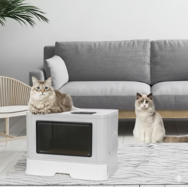 Caja Arenero Plegable Para Gatos Con Tapa