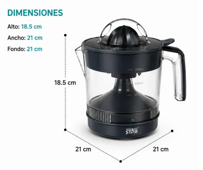 Exprimidor Eléctrico Winning Star 750ml Con Extracción Automática ST-2093