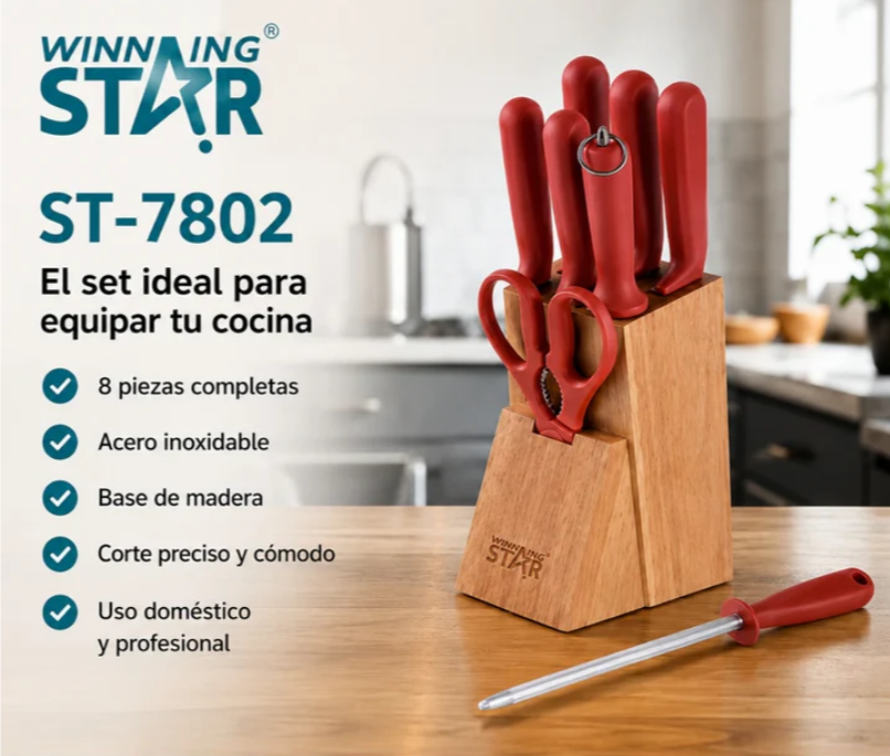 Set De Cuchillos Winning Star 8 Piezas  ST-7802