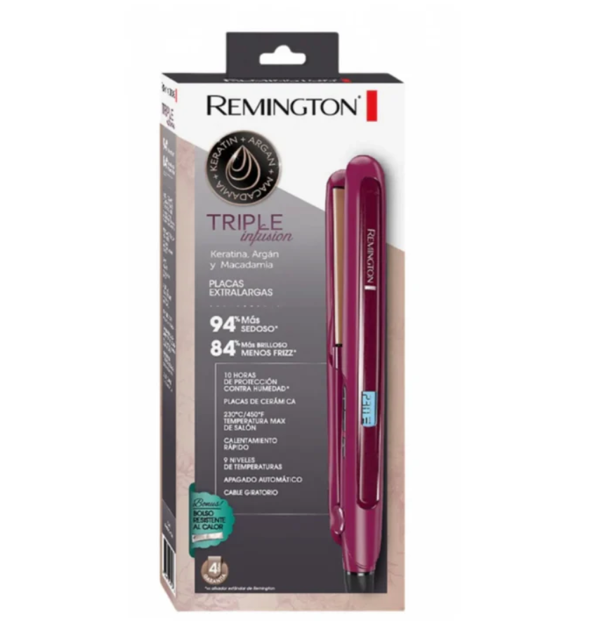 Plancha Alisadora Remington Triple Infusión Con Keratina Argán Y Macadamia S7740