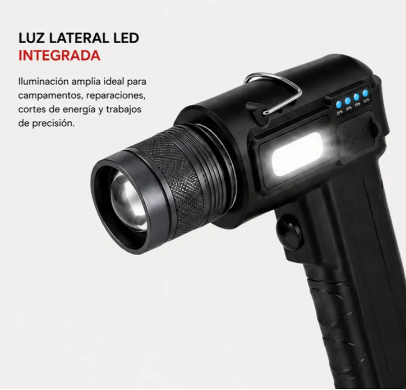 Linterna LED Recargable Nano-Tec 20W Con Power Bank Alcance De Hasta 5 Km NT-L3228