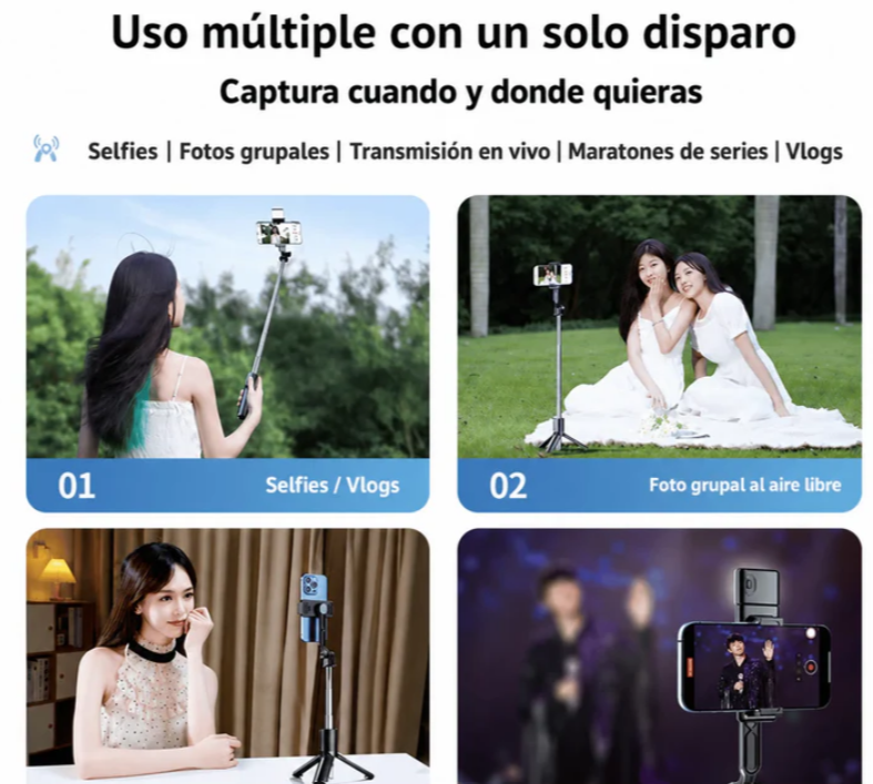 Trípode Palo Selfie Bluetooth Extensible Con Rotación 360° Baihuo City MY-7797