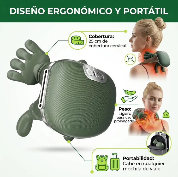 Masajeador Eléctrico Cervical Manos Tortuga Portátil