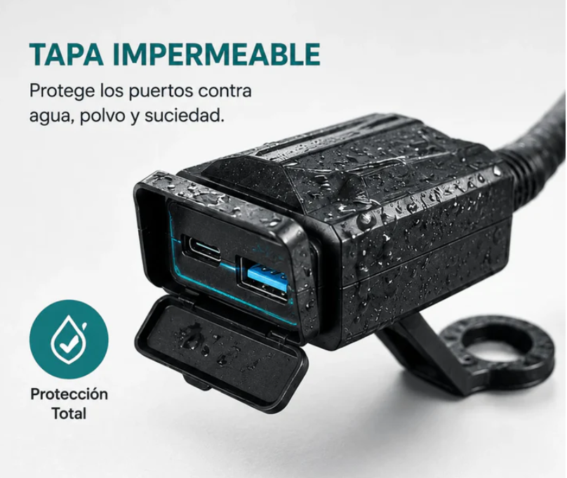 Cargador Para Motocicleta Baihuo City Con Puerto USB Y Tipo C MY-7808