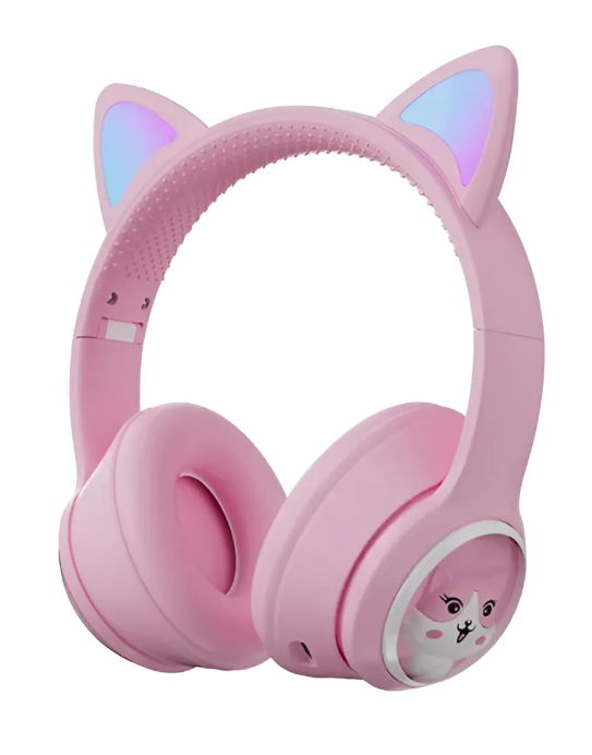 Audífonos Diadema Inalámbricos Led Con Diseño De Gato AKZ02