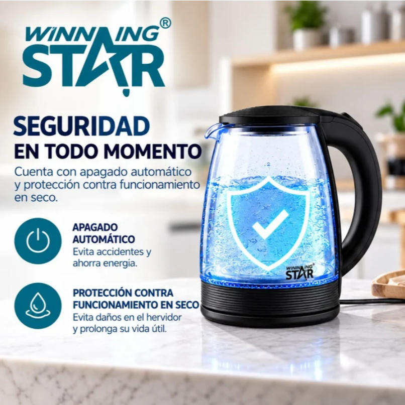 Hervidor Eléctrico En Vidrio Winning Star ST-2065
