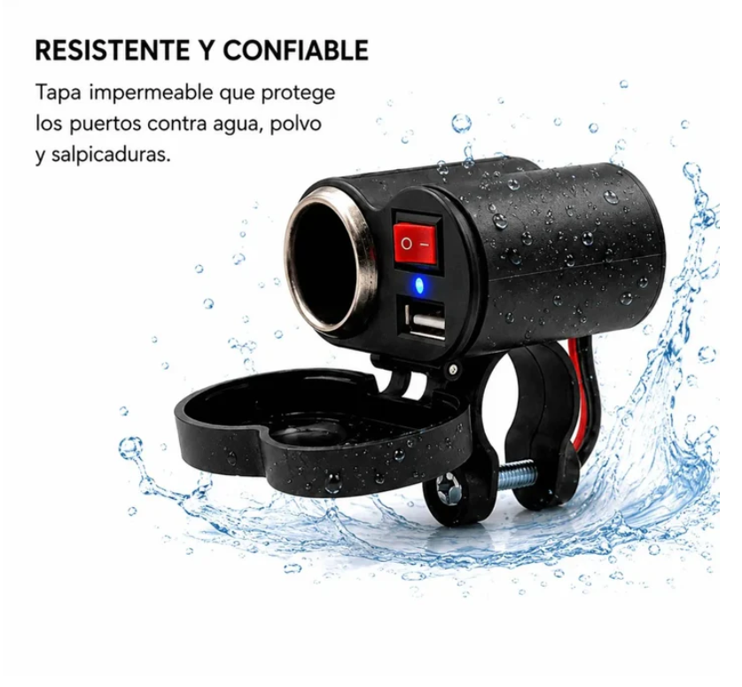 Cargador Para Motocicleta Baihuo City Con Puerto USB Y Encendedor 12V MY-7804