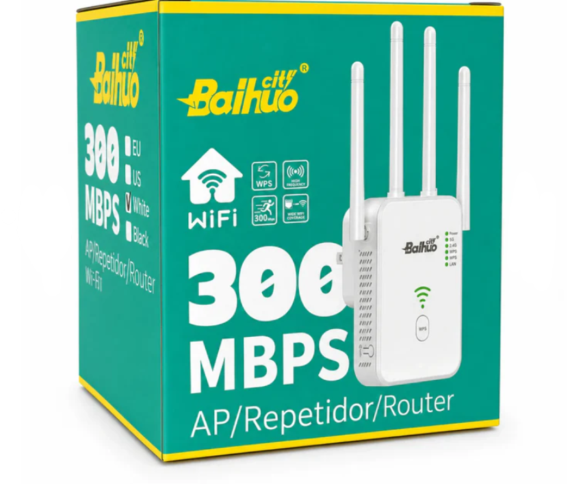 Repetidor WiFi 300Mbps Con 4 Antenas Y Modo Router Baihuo City MY-7601