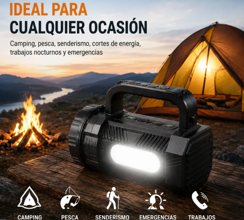 Linterna LED Recargable Nano-Tec, Pantalla Digital Alcance De4 Km NT-L3226