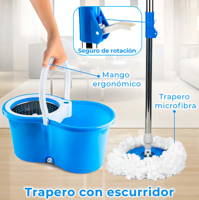 Trapero Giratorio 360° Con Balde PRLA-883