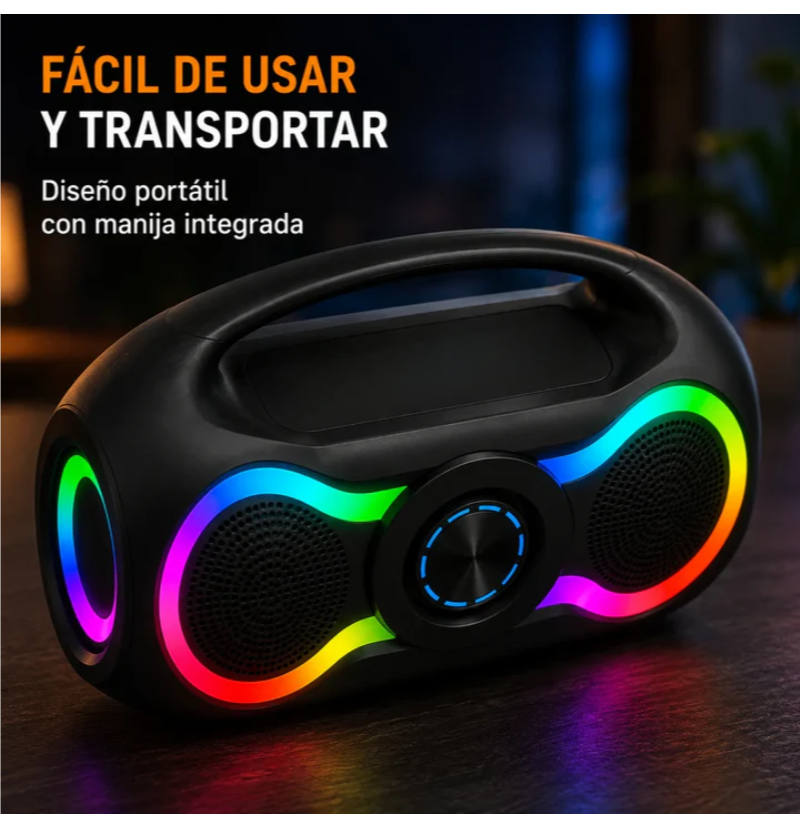 Parlante Bluetooth Portátil Doble 6.5 Pulgadas RGB MS-1962BT-W