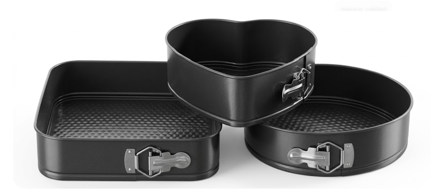 Set de Molde Repostería X3 Piezas Para Tortas Antiadherente Y Desmontable