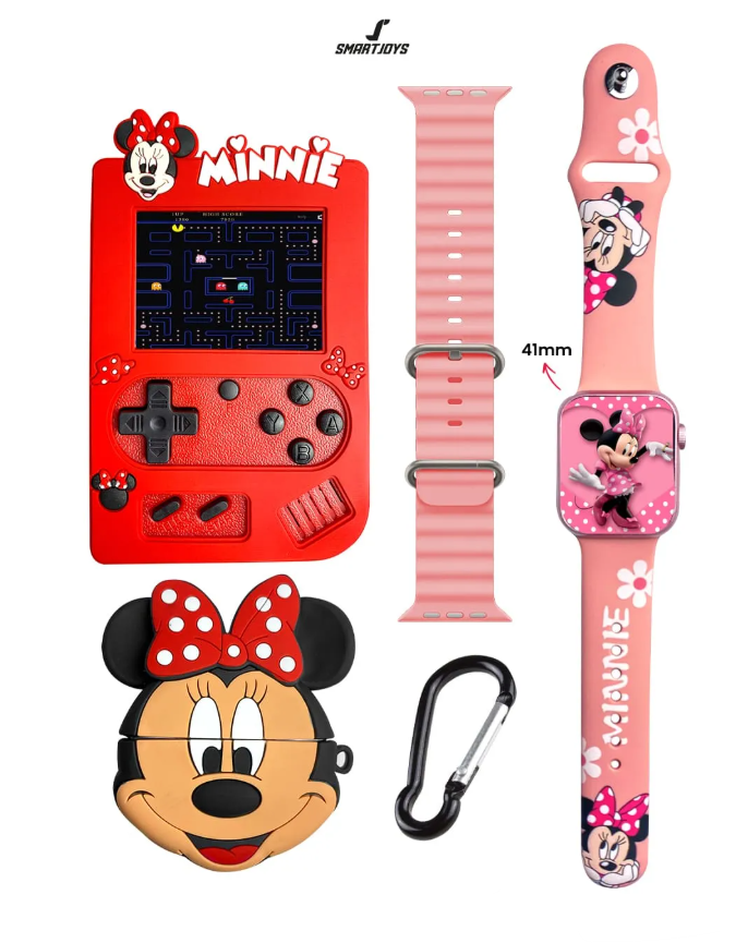 Combo Reloj Inteligente Para Niños Con Audífonos Y Consola Minnie KR-818