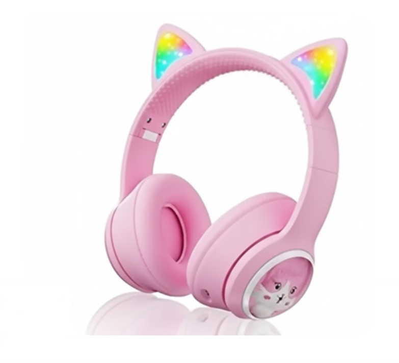 Audífonos Diadema Inalámbricos Led Con Diseño De Gato AKZ02