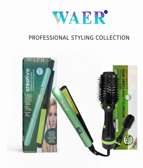 Combo Profesional Waer Cepillo Secador Wa-2055+Plancha De Cabello Wa-2021
