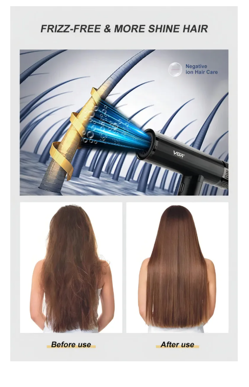 Secador De Cabello Vgr V-427 Negro