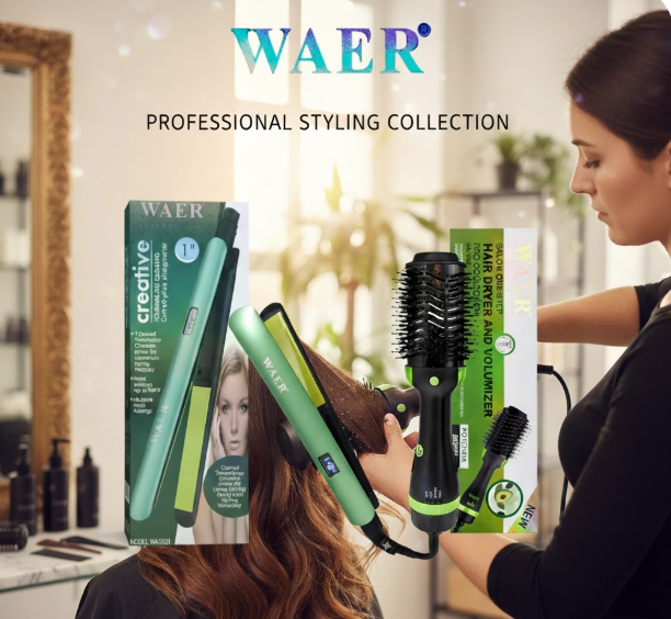 Combo Profesional Waer Cepillo Secador Wa-2055+Plancha De Cabello Wa-2021