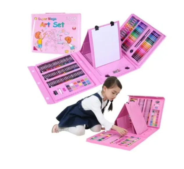 Set Kit Arte Niños Maleta Crayon Acuarela Plumon 208 Piezas