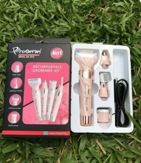 Kit Afeitadora Recargable Geemy 566 3 En 1+Máquina Depiladora Femenina Gemmy GM-3074 4 En 1