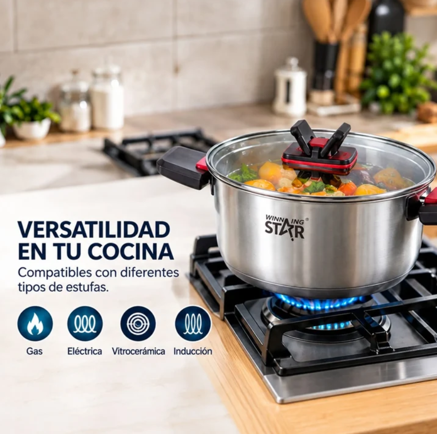 Set De Ollas 6 Piezas En Acero Inoxidable Winning Star ST-5219