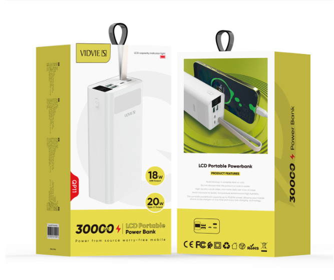 Power Bank Vidvie VS-P06 30 000 mAh 20 W indicador LED