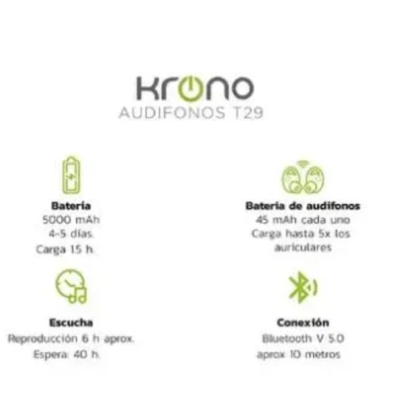 Audífonos Krono T29 Conexión Bluetooth Negro
